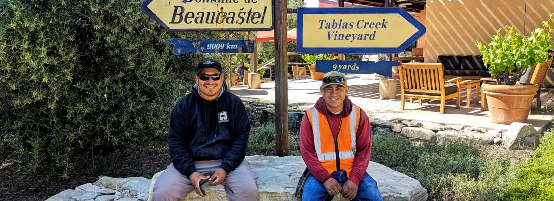 Ivan and Augustine by the Tablas Creek sign