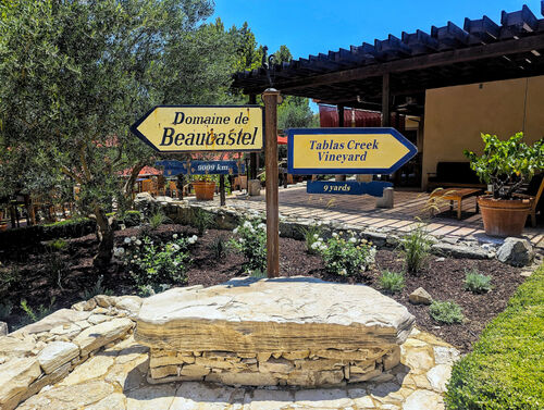 Beaucastel and Tablas Creek signs at new bench