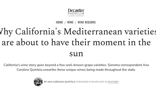 Decanter Article on California's Mediterranean varieties