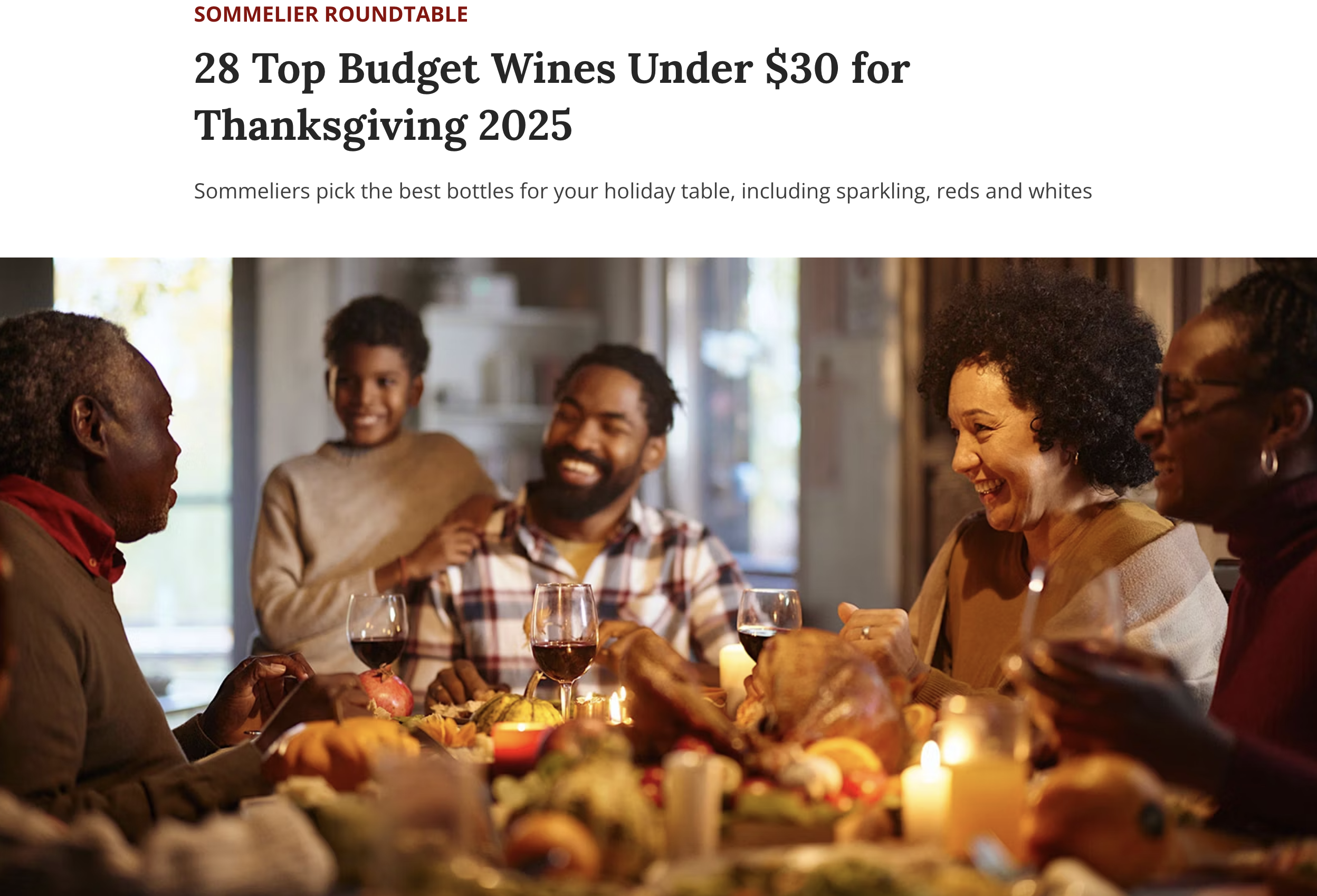 Wine Spectator Thanksgiving Wines 2025