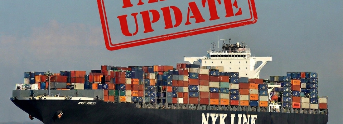 Container Ship from Wikipedia with Tariff Stamp