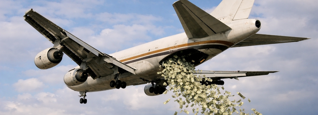 Plane leaking hundred dollar bills